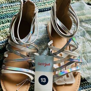 Cat & Jack Silver Strappy Sandals
